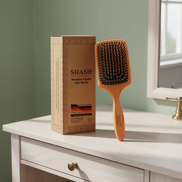 SHASH Since 1869 Made in Germany Wooden Paddle Brush