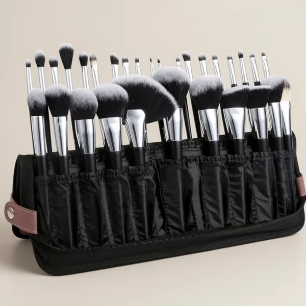 DUcare Folding Travel Cases Makeup Brushes Stand-Up Cosmetic Bag, 30 Pieces