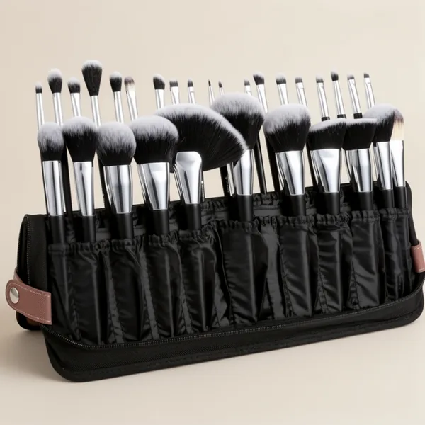 DUcare Folding Travel Cases Makeup Brushes Stand-Up Cosmetic Bag, 30 Pieces