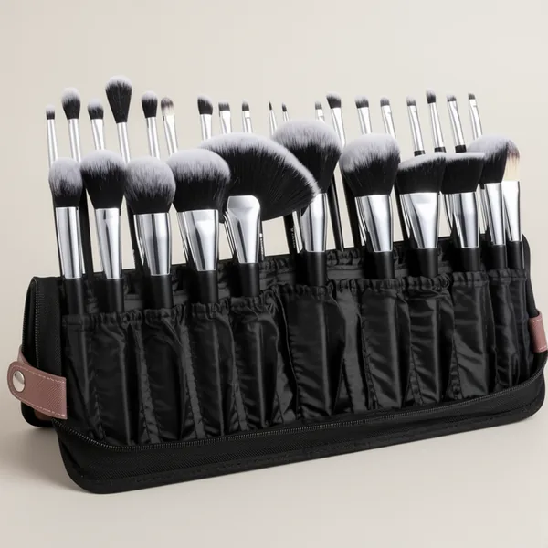 DUcare Folding Travel Cases Makeup Brushes Stand-Up Cosmetic Bag, 30 Pieces