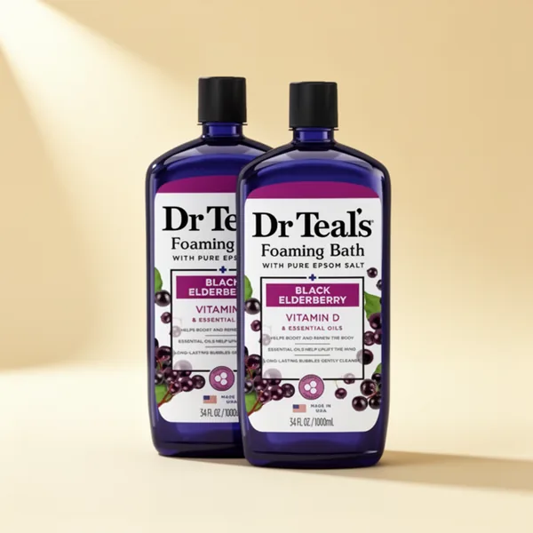 Dr Teal's Foaming Bath with Pure Epsom Salt Black Elderberry, 34 fl oz, 4-Pack