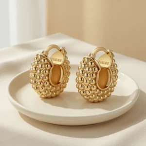 FRUMOS 18K Gold Plated Chunky Hoop Earrings for Women
