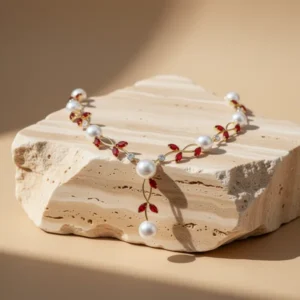 Faship Genuine Freshwater Pearls Floral Necklace Earrings Set