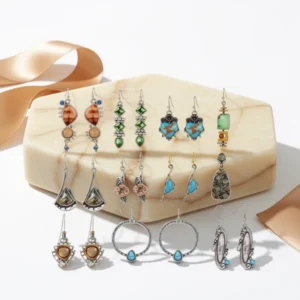Silver-Tone Dangle Earrings for Women, 16 Pairs