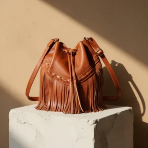 Gladdon Boho Fringe Bucket Bag