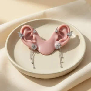 Zircon Butterfly Ear Cuff, 2 Pieces