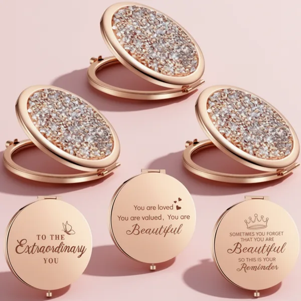 Chunful Inspirational Compact Mirror, 3 Pieces