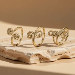 FIBO Steel 14K Gold Plated Toe Rings for Women