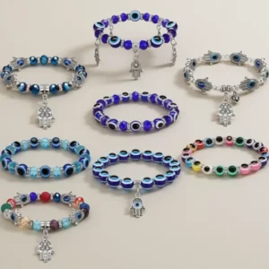Junkin Evil Eye Charm Bracelets, 12 Pieces