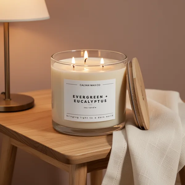 Calyan Wax Co. Evergreen & Eucalyptus 3 Wick Scented Candle