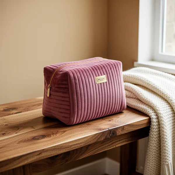 Benevolence LA Plush Velvet Large Makeup Bag for Travel