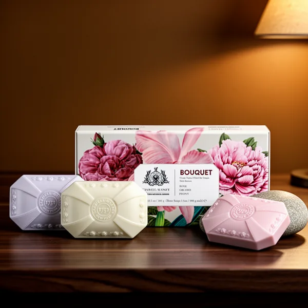 Caswell-Massey Peony Orchid Rose Scents Natural Bar Soaps