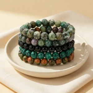 BOMAIL Semi-Precious Gemstone Beaded Bracelet, 5 Pieces