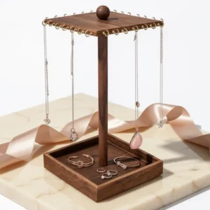 Ikee Design Wood Rotating Jewelry Display for Necklace Bracelet Holder