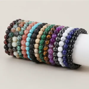 SONNYX 8mm Gorgeous Semi-Precious Gemstones Bracelets for Women, 15 Pieces