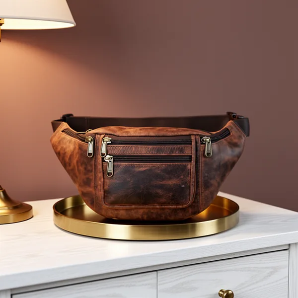 KOMALC Premium Buffalo Leather Fanny Pack
