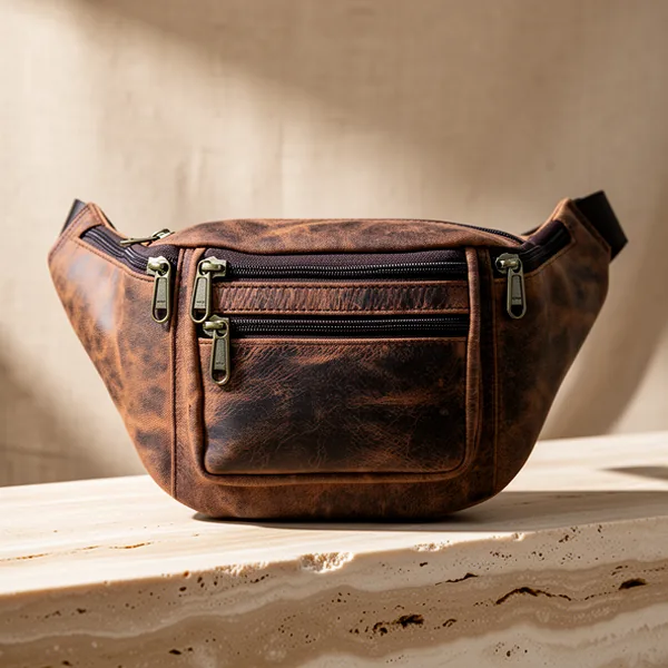KOMALC Premium Buffalo Leather Fanny Pack