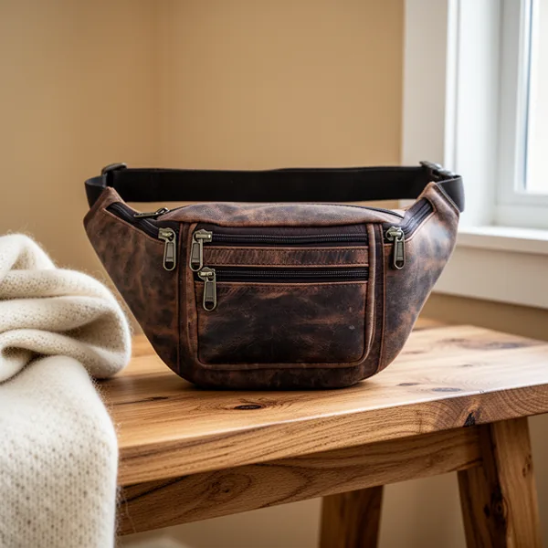 KOMALC Premium Buffalo Leather Fanny Pack