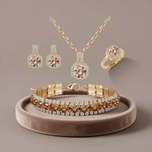 Paxuan Cubic Zirconia Wedding Jewelry Sets, 4 Pieces