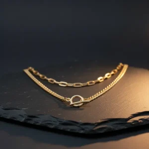 CHESKY 14K Gold Plated Layered Chain Necklace for Women