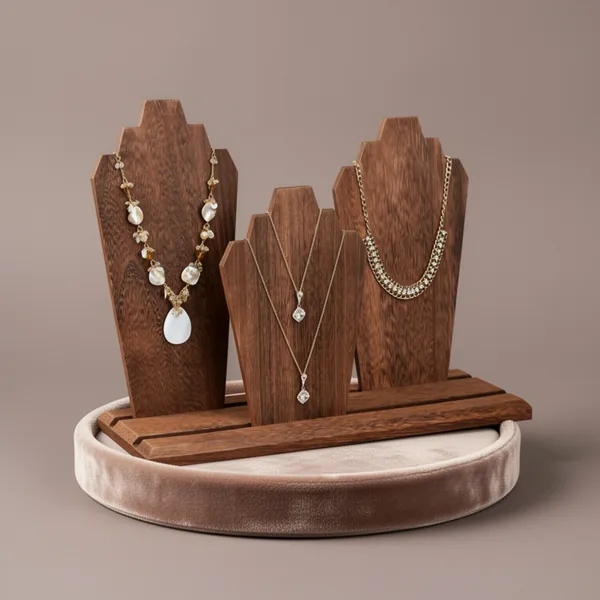 MOOCA Wooden Necklace Display Stand, Brown
