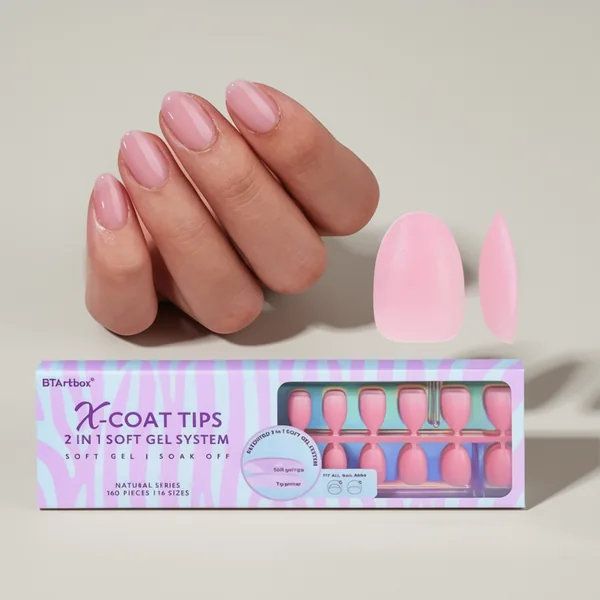 BTArtbox XCOATTIPS Pink Press on Nails, 160 Pieces