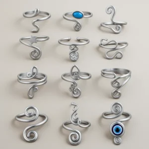 FIBO Steel Adjustable Toe Rings for Women, 12 Pieces