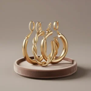 Yesteel Gold-Tone Hoop Earrings for Women, 9 Pairs