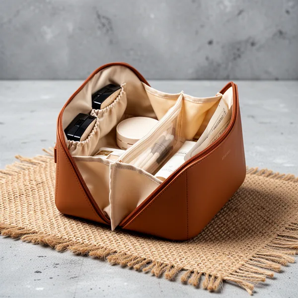 EACHY Travel Makeup Bag for Women, Brown