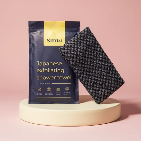 Sima Brand Exfoliating Washcloth Face & Body Scrub, Black
