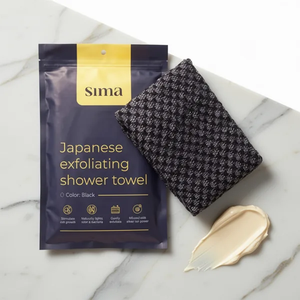 Sima Brand Exfoliating Washcloth Face & Body Scrub, Black