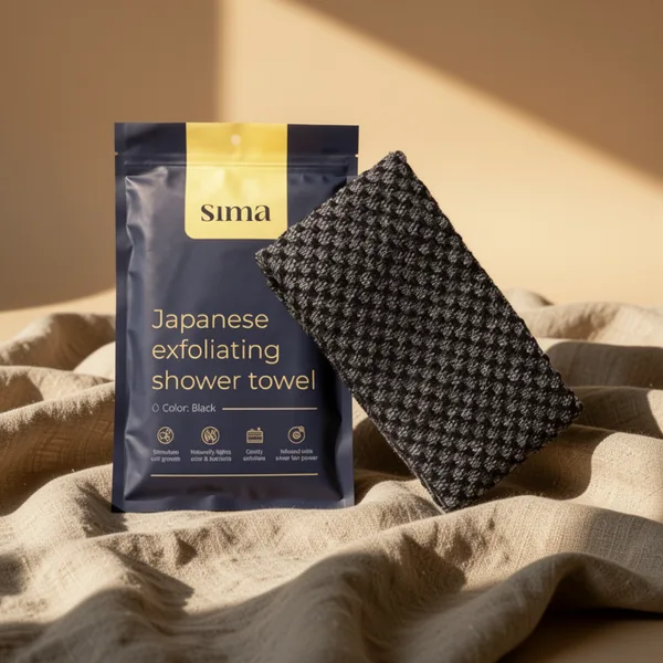 Sima Brand Exfoliating Washcloth Face & Body Scrub, Black