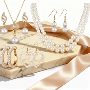 Bonuci Pearl Jewelry Set for Women, 8 Pieces