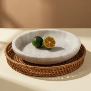 Natural Marble Travertine Ring Dish Jewelry Tray