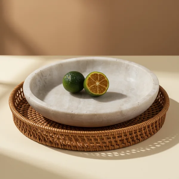 Natural Marble Travertine Ring Dish Jewelry Tray