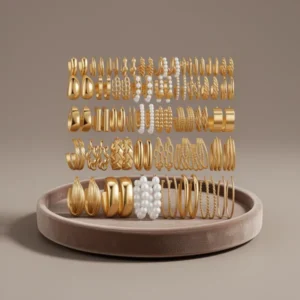 Gold-Tone Hoop Earrings, 42 Pairs