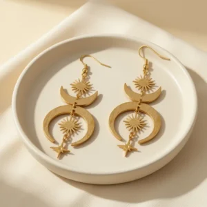 Sacina Celestial Sun Moon Star Earrings