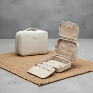 EACHY Toiletry Bag with Hanging Hook, Beige