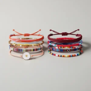 LOLIAS Waterproof Boho Ankle String Bracelets for Women, 24 Pieces