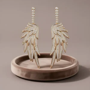 Crystal Cubic Zirconia Angel Wings Dangle Drop Earrings for Women
