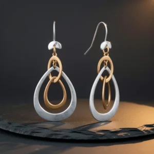 Antique Gold-Tone Hammered Disc Drop Earrings
