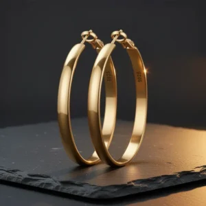 EXGOX 5mm Wide Gold-Tone Hoop Earrings for Women