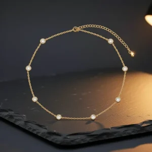 14K Gold/Silver Plated Station Necklace for Women