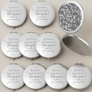 Roowest Inspirational Compact Mirror for Women, 10 Pieces, White