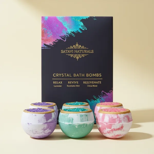 Crystal Bath Bombs, 6-Pack, Lavender