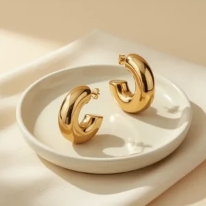 CONRAN KREMIX Waterproof Chunky Gold-Tone Hoops Earrings for Women