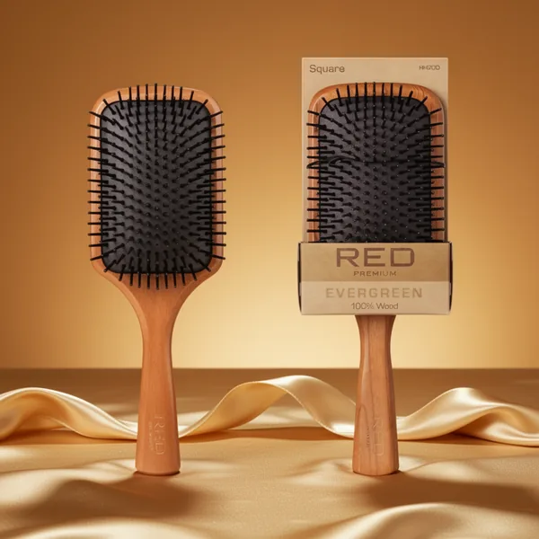 Red by Kiss Evergreen Wooden Square Paddle Hair Brush