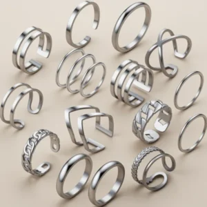 Silver-Tone Knuckle Rings for Women, 17 Pieces