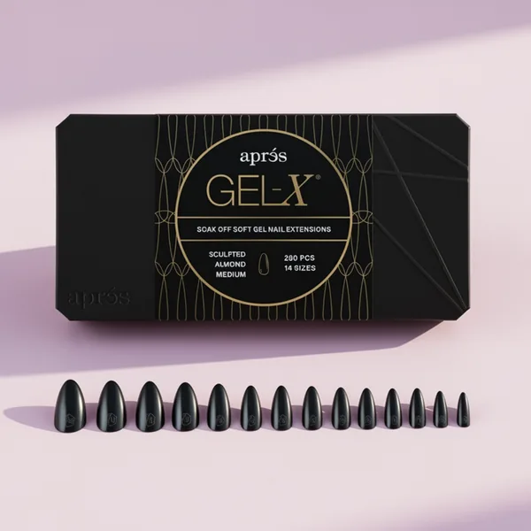 Apres Gel-X Almond Box of Nail Tips 280 Gel-X Tips Soft Tips 14 Sizes, 280 Count