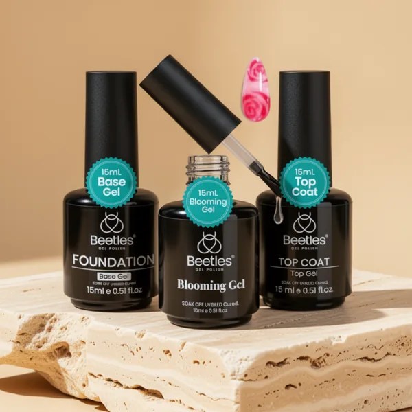 Beetles Blooming Gel & Top Base Coat, 15 ml, 3 Pieces